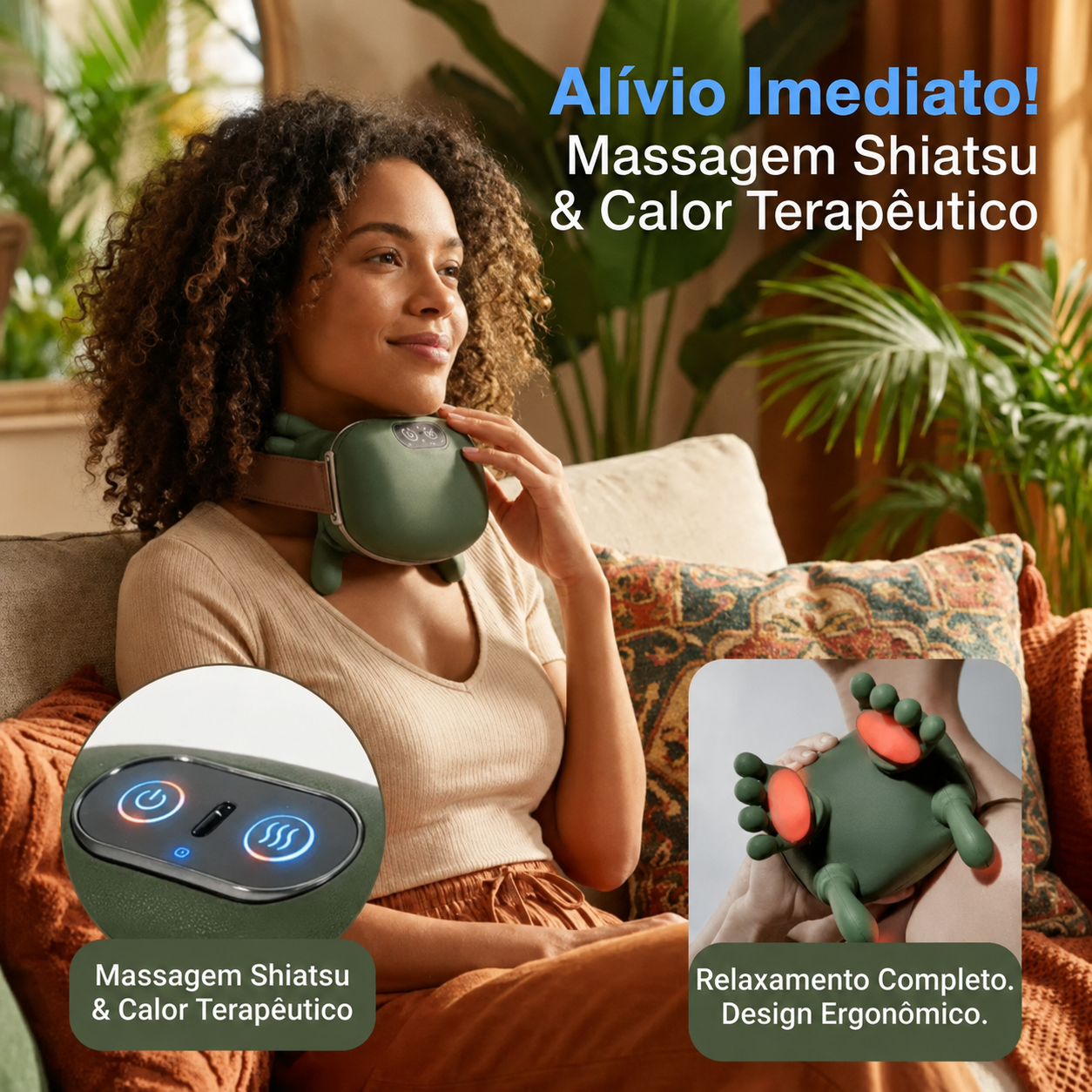 Alívio imediato com Shiatsu e calor terapêutico